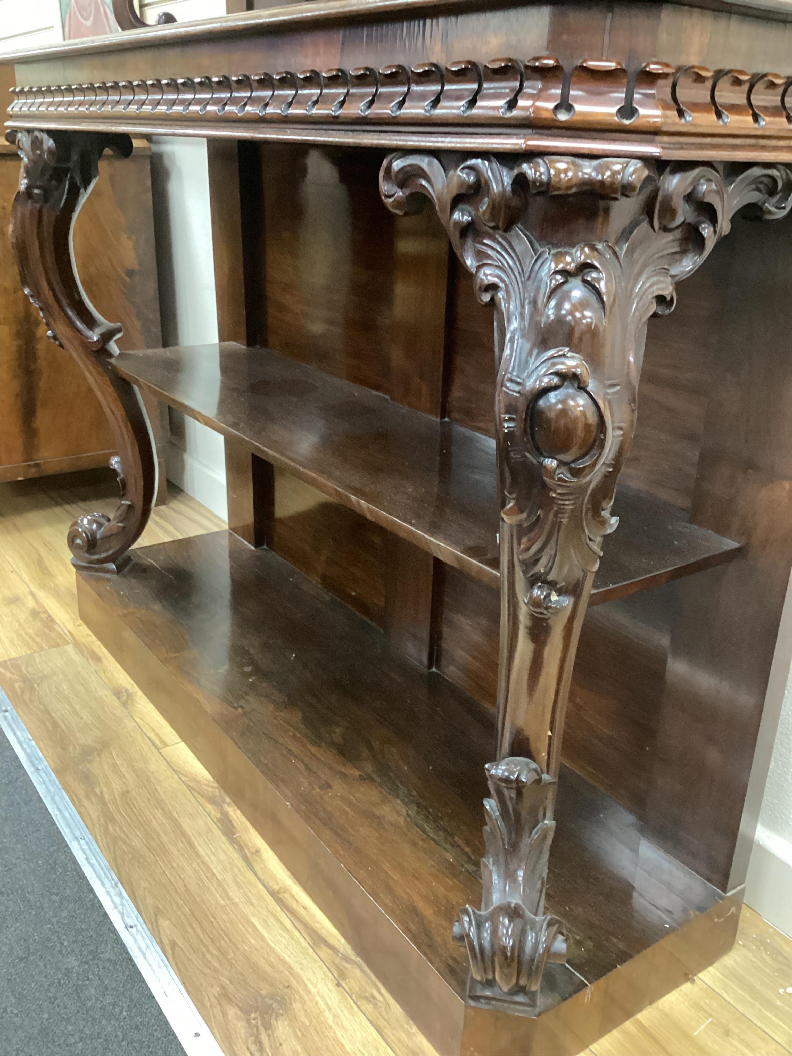 An early Victorian rosewood chiffonier, possibly Irish, width 122cm, depth 40cm, height 180cm. Condition - good